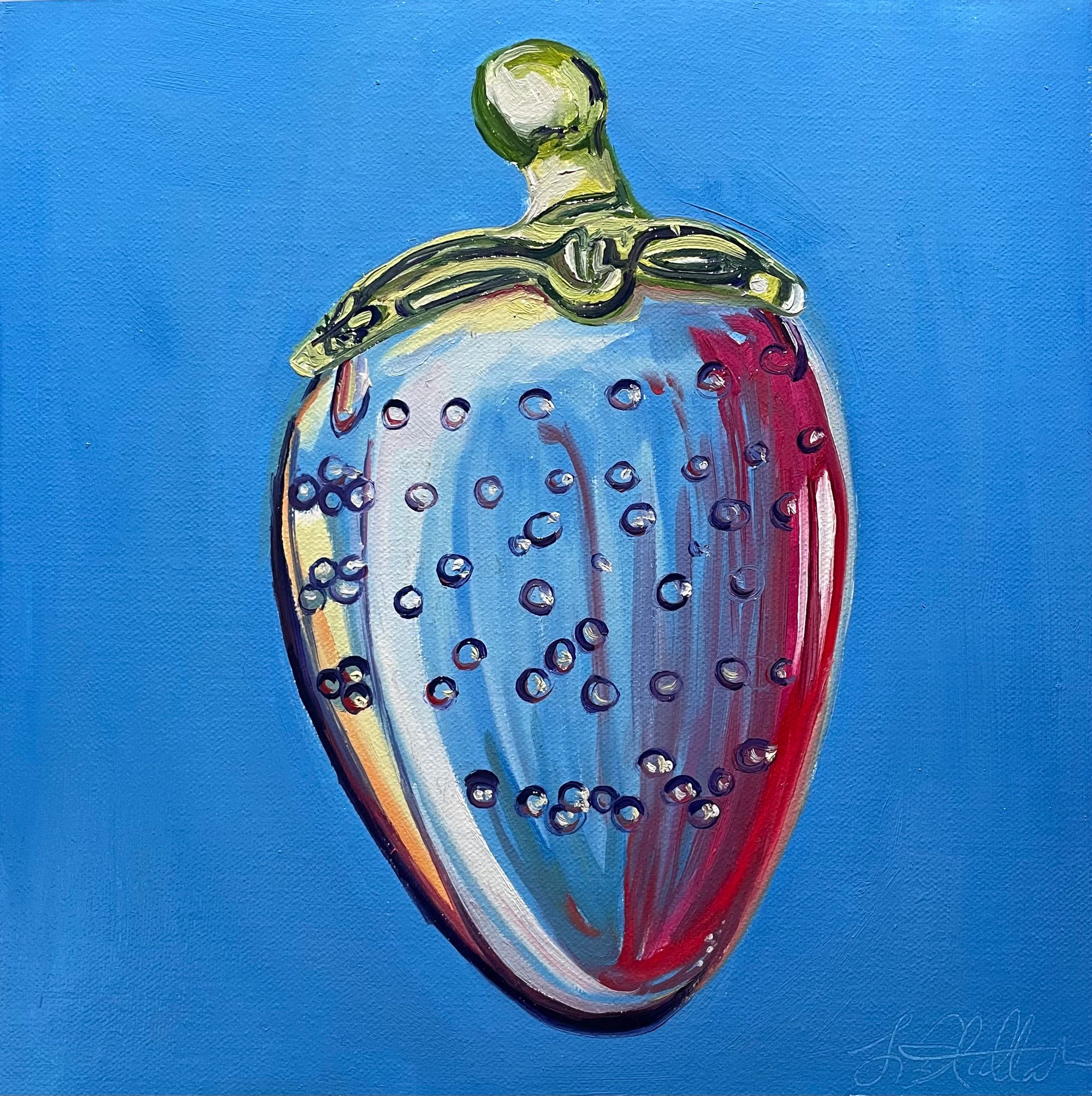 Blue crystal strawberry_6x6"_Oil on Canvas Panel_2025