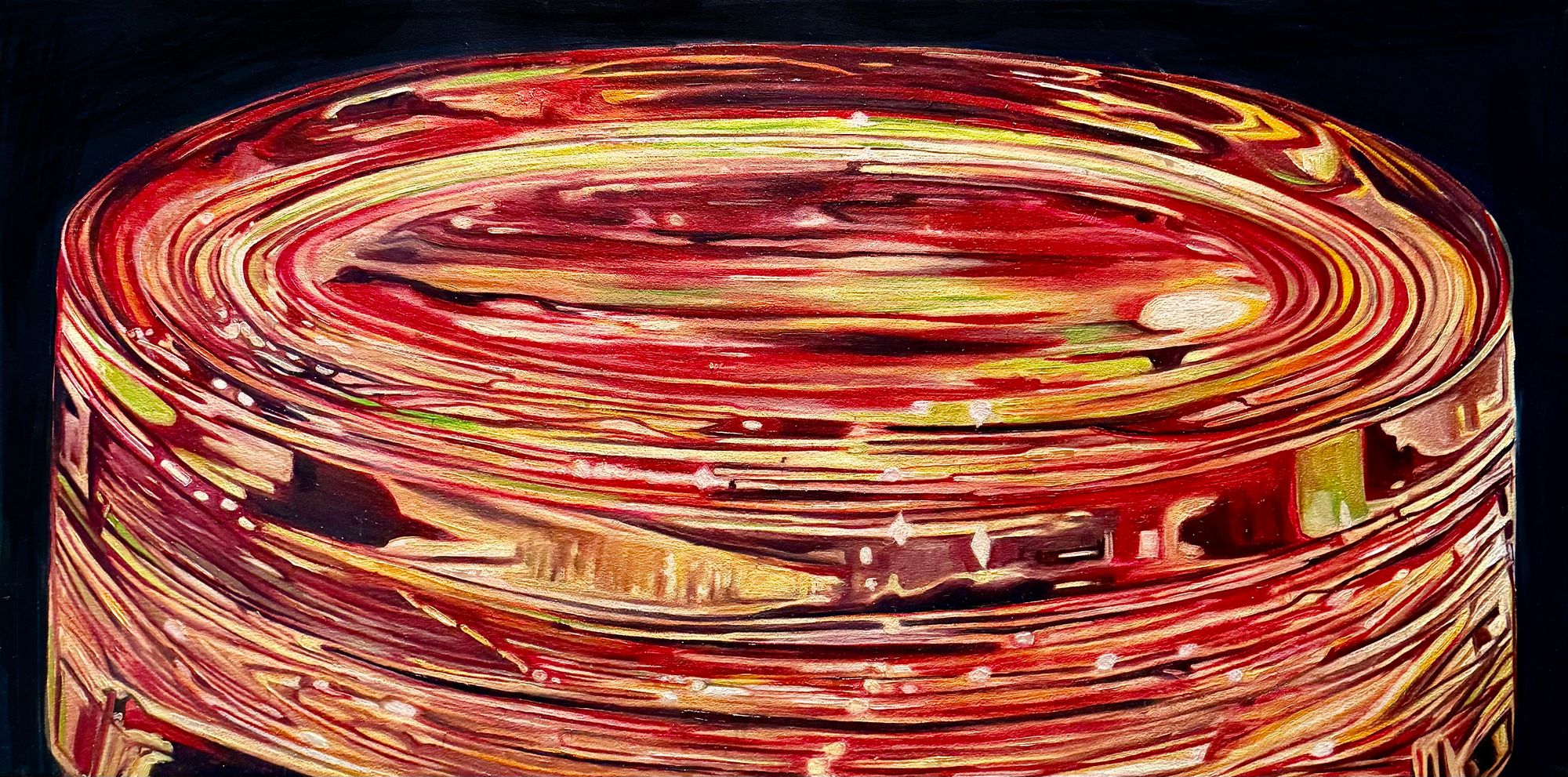 Crystal Hockey Puck that is park of larger mural for the ESPN Chicago office at the board of trade building in Chicago, IL 