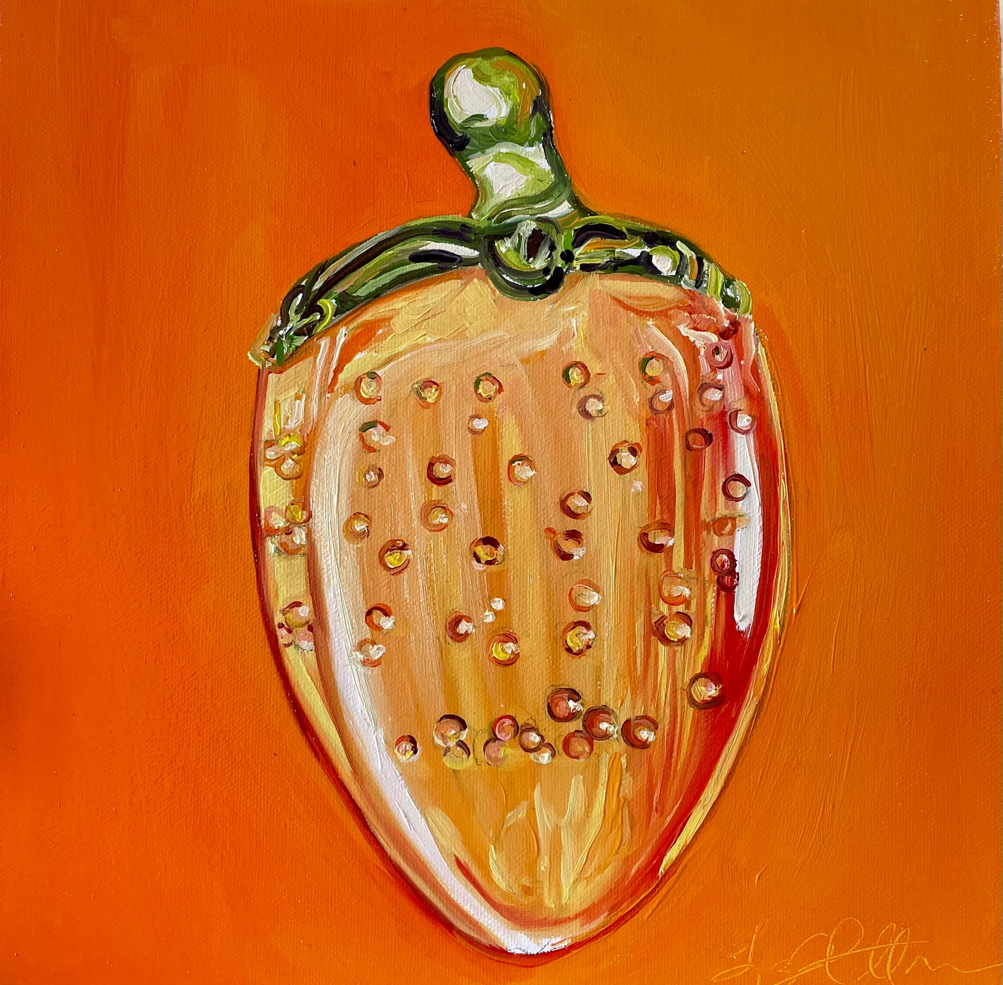 Orange crystal strawberry_6x6"_Oil on Canvas Panel_2025