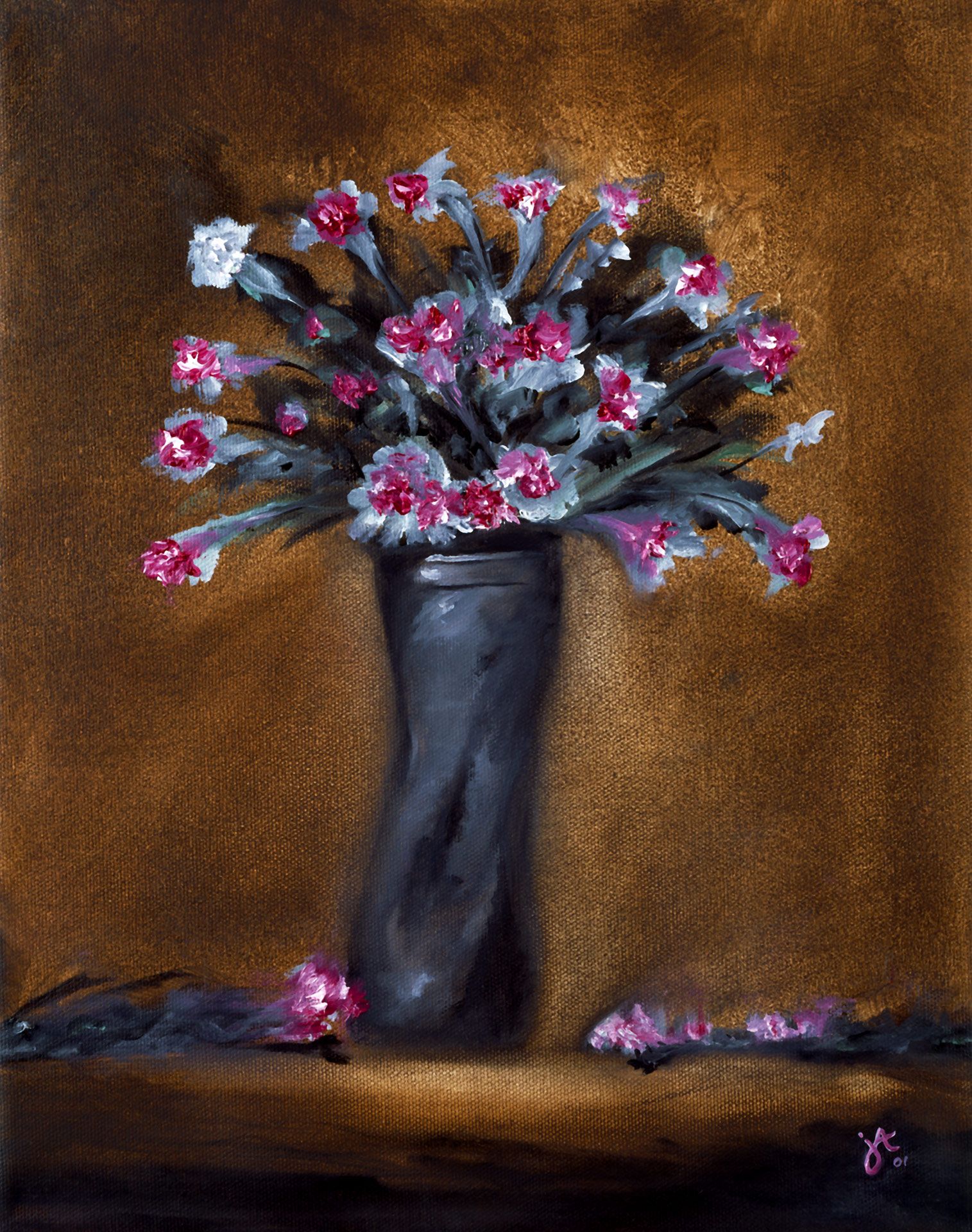 Flowers in Curved Vase