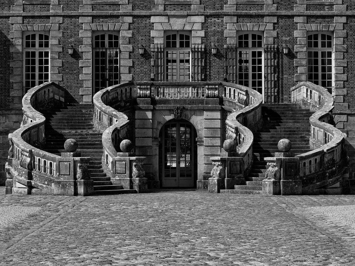 Château de Courances Horseshoe Staircase Fine Art Print