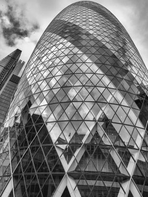 London The Gherkin Study 4 Black White Print