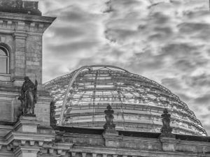 Berlin Reichstag Dome Exterior Study 4 Black White Print