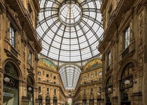 Inquire to acquire official limited edition color fine art prints of the Galleria Vittorio Emanuele II glass dome in Milan by William Curtis Rolf, from the Objects & Architectural Details collection. William Curtis Rolf color photography Galleria Vittorio Emanuele II glass ceiling dome architecture study Milan Italy Architectural Details Portfolio