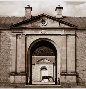 Manderston Hall Portal into Stables Sepia Fine Art Print by William Curtis Rolf