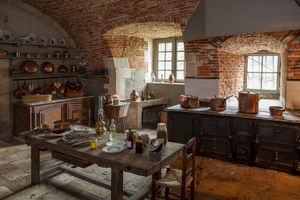 Chateau de la Bussiere French Kitchen Brick Color Print