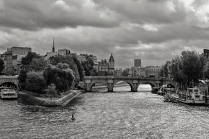 Inquire to acquire official limited edition black and white fine art prints of the Seine River and historic islands in Paris by William Curtis Rolf, from the Objects & Architectural Details collection. William Curtis Rolf black and white photography Seine River Ile de la Cite Saint Louis landscape architecture study Paris France Architectural Details Portfolio