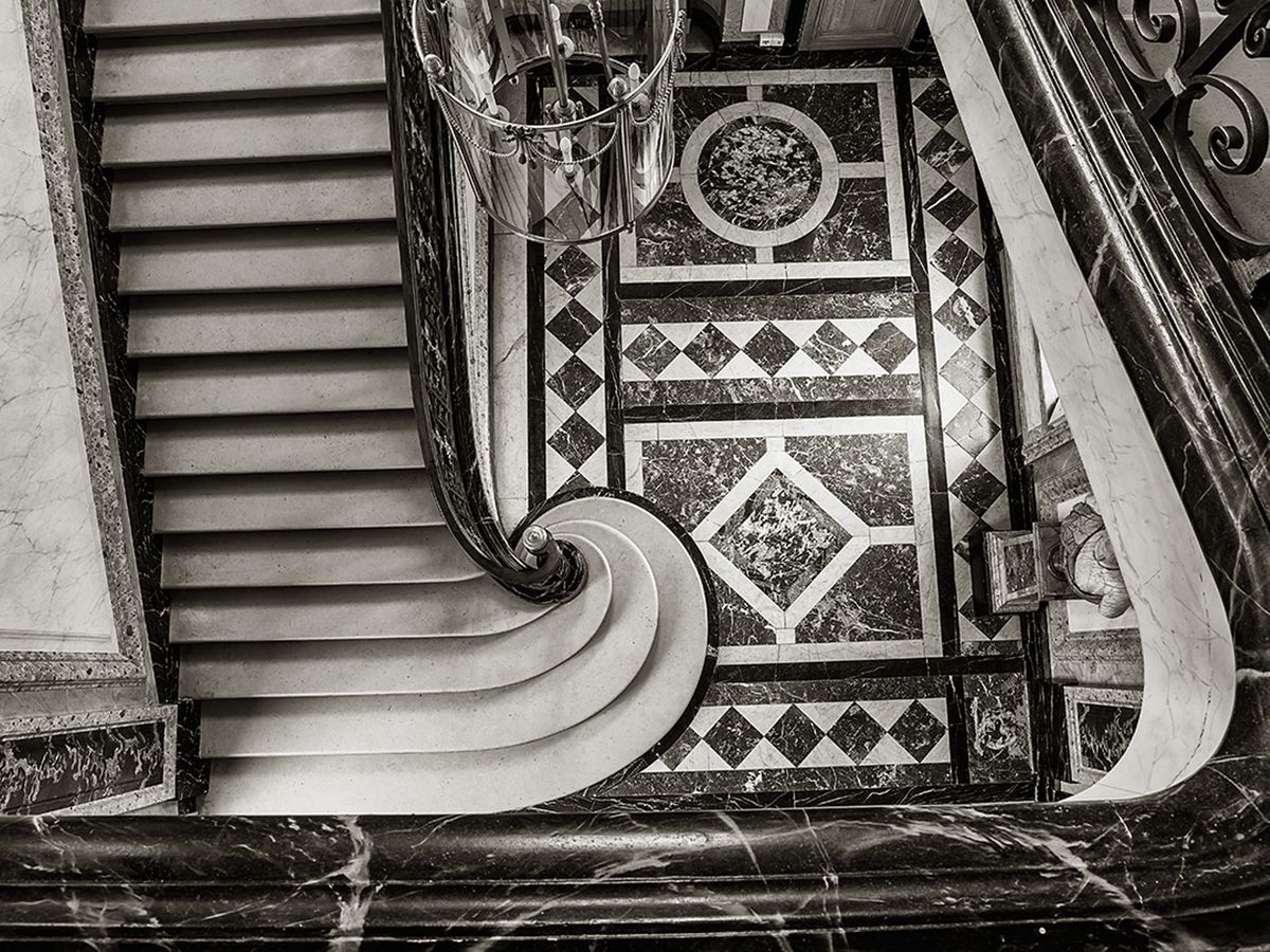 Château de Sceaux Grand Staircase Black White Art Print