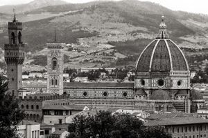 Inquire to acquire official limited edition black and white fine art prints of the panoramic Florence Duomo skyline by William Curtis Rolf, from the Objects & Architectural Details collection. William Curtis Rolf black and white photography panoramic view Florence Duomo Santa Maria del Fiore cathedral dome Italy Architectural Details Portfolio