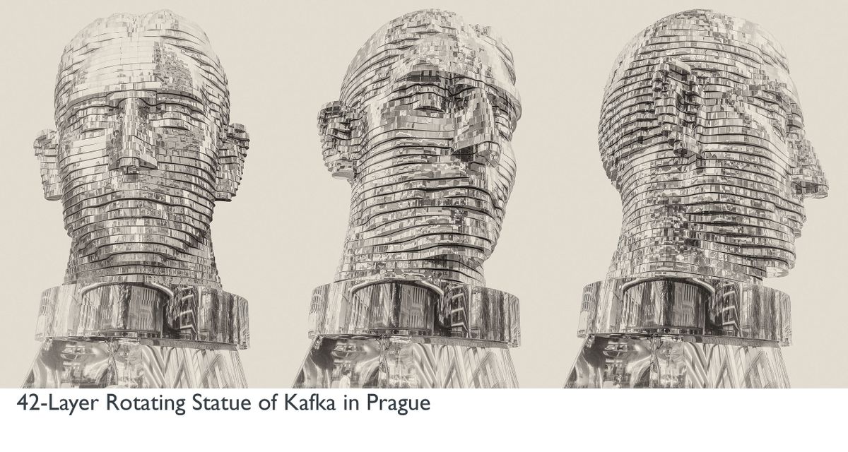 Rotating Statue of Kafka in Prague