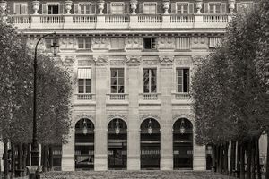 Inquire to acquire official limited edition black and white fine art prints of the Palais-Royal Galerie de Beaujolais facade by William Curtis Rolf, from the Objects & Architectural Details collection. William Curtis Rolf black and white photography Palais-Royal Galerie de Beaujolais facade arcade Paris France Architectural Details Portfolio