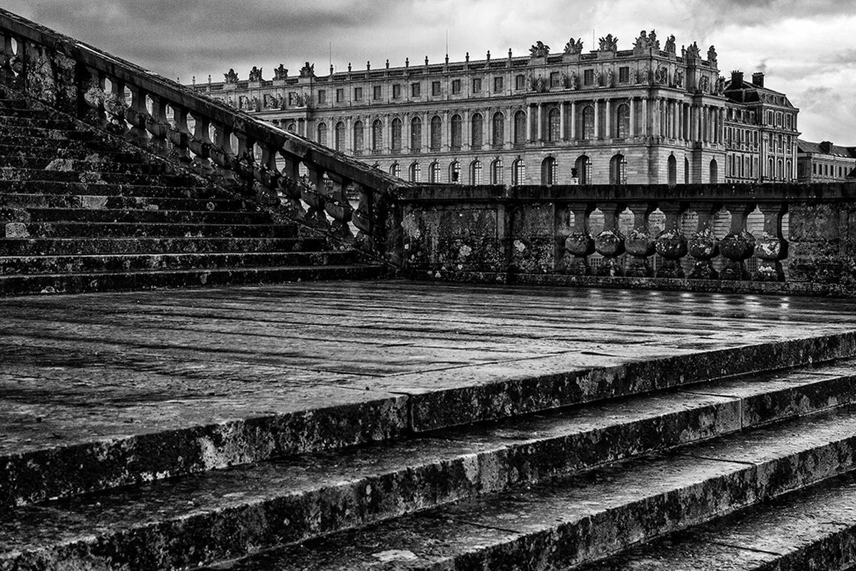 Versailles West Hundred Steps Black White Fine Art Print