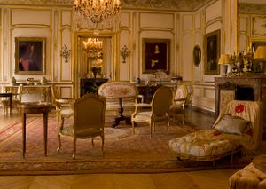 Color photograph of an 18th-century salon interior study staged by set designer Jacques Garcia at Château de Breteuil, by William Curtis Rolf. Château de Breteuil Staged Salon Fine Art Print