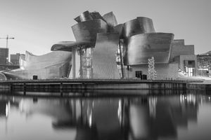 Bilbao, Spain: Guggenheim Museum Waterfront Architectural Study #2 (Black & White)