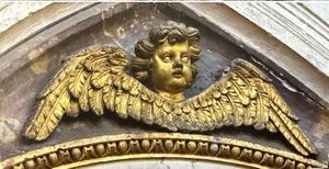 Inquire to acquire official limited edition color fine art prints of the carved golden cherub at the Church of Saint-Séverin in Paris by William Curtis Rolf, from the Objects & Architectural Details collection. William Curtis Rolf color photography carved golden cherub angel church saint severin architecture detail Paris France Architectural Details Portfolio