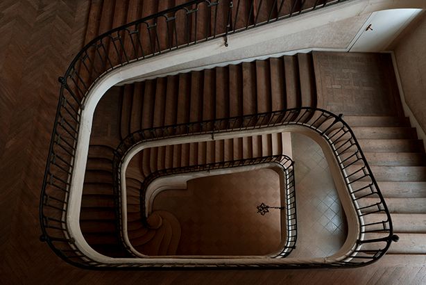 Lycee Charlemagne Staircase Color Sepia Black White Print