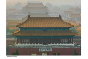 2013 color architectural photograph of the Hall of Supreme Harmony inside the Forbidden City in Beijing at 5 AM by William Curtis Rolf. Study 3. Forbidden City Hall of Supreme Harmony Study 3 Color Print