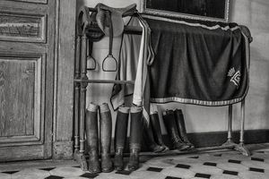 Château de la Ferté Saint-Aubin France Private Equestrian Vault Study Horizontal Black and White Photography by William Curtis Rolf