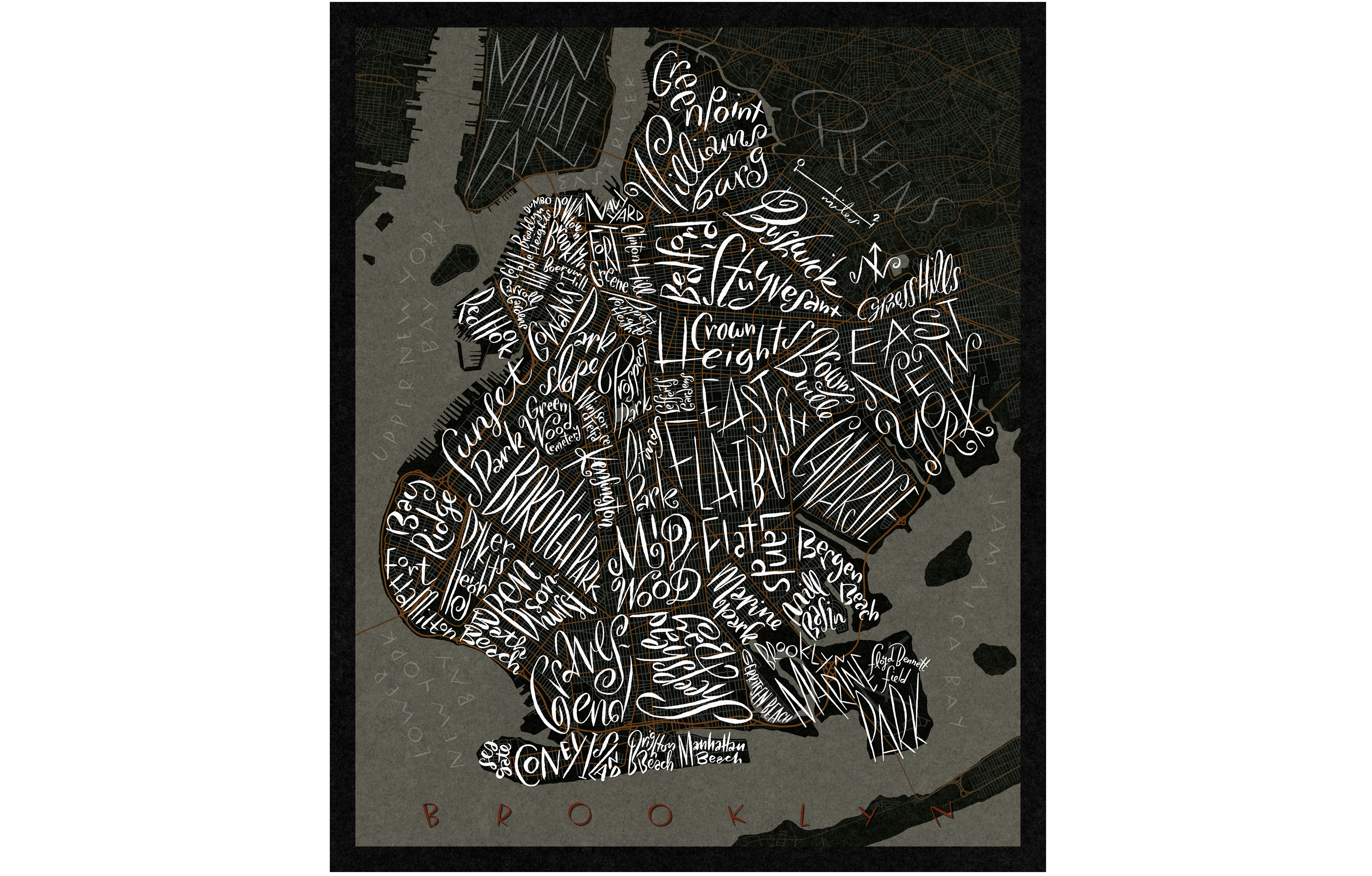 BROOKLYN Typographic Map © James Laish