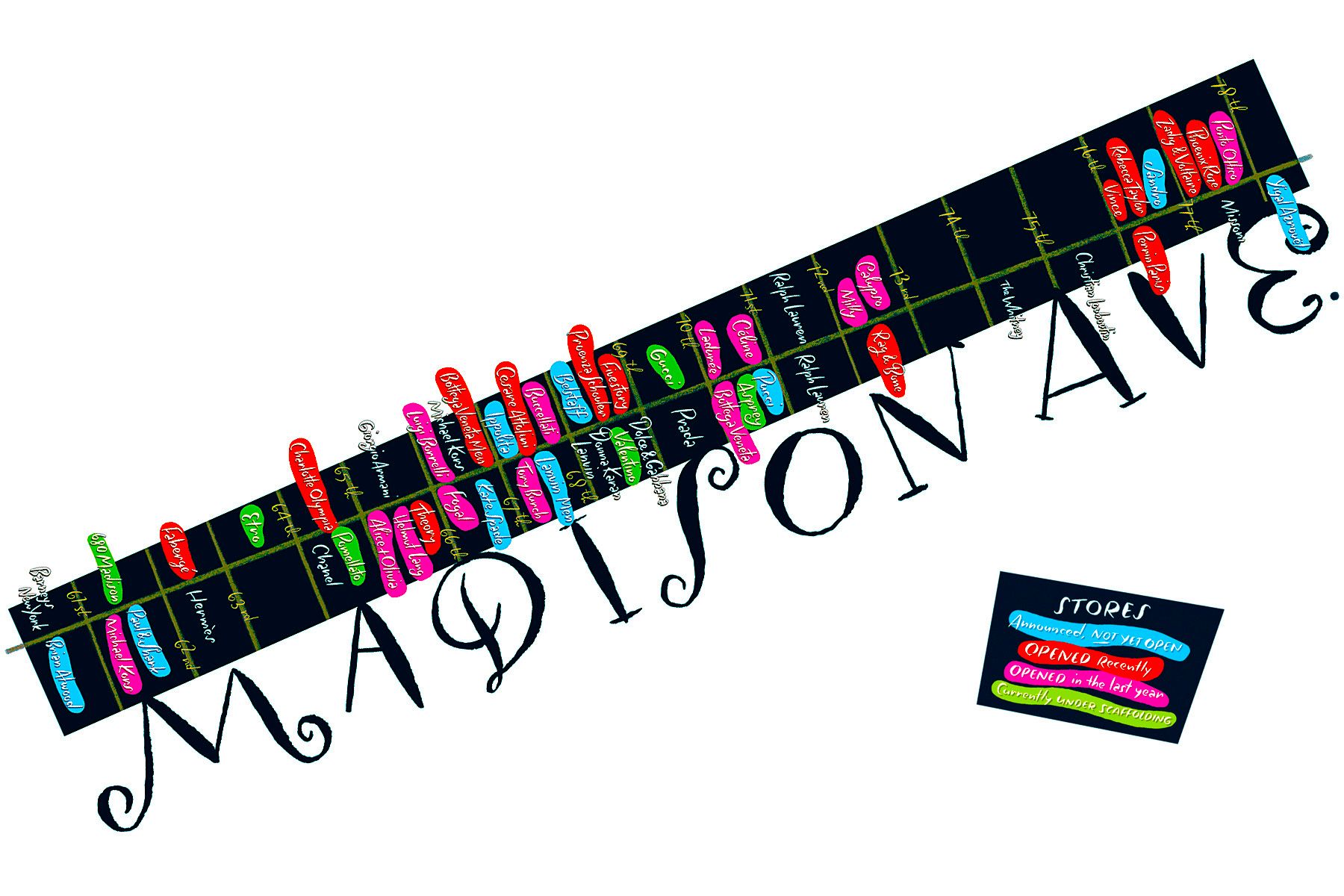 MADISION AVENUE Map Illustration / Hand Lettering © James Laish