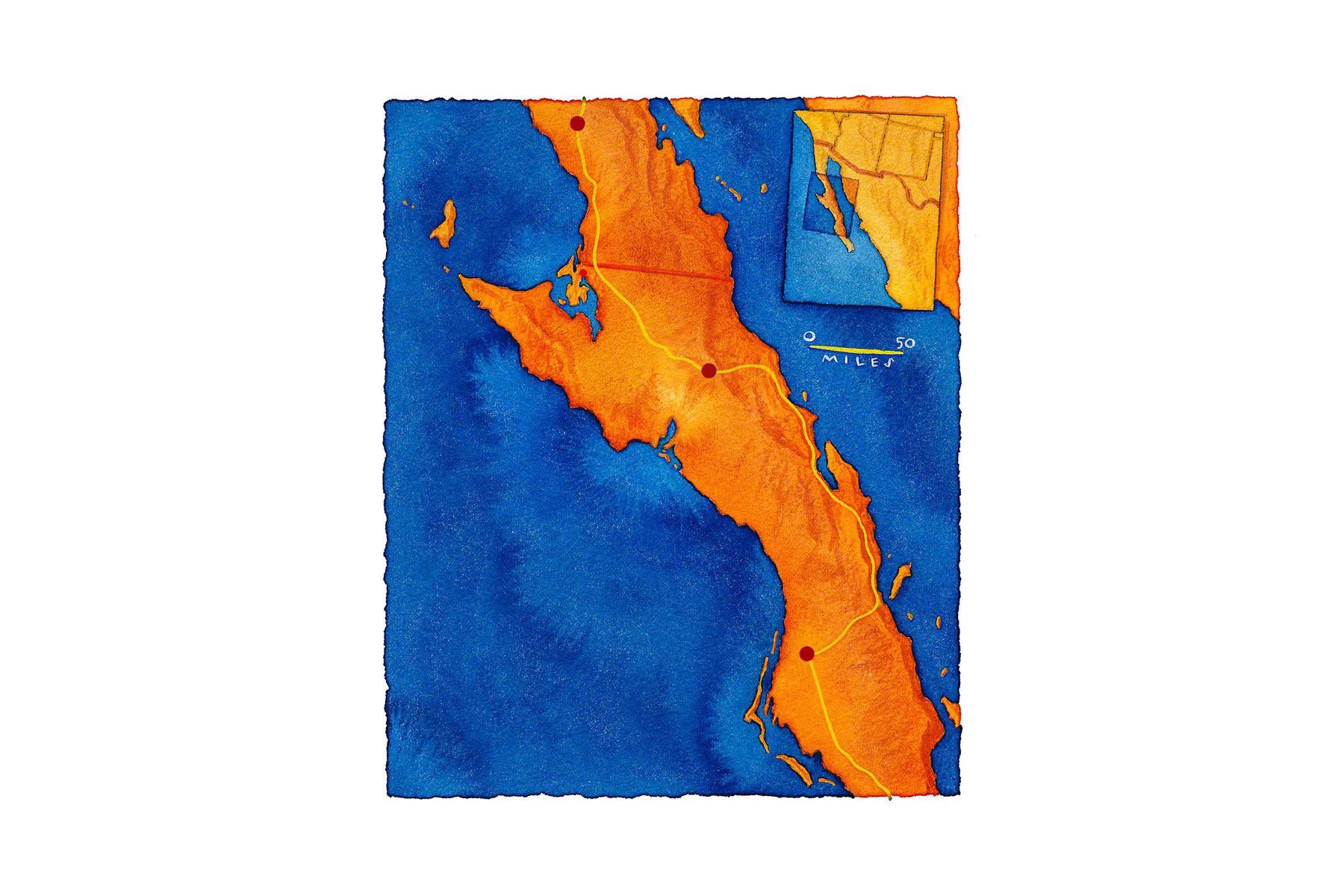 BAJA Map Illustration © James Laish