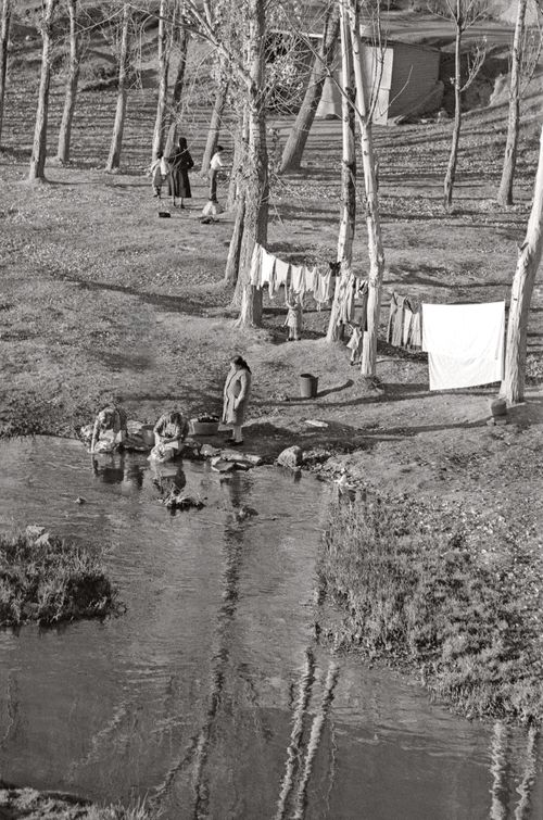 Women washing their clothes at the river Countryside near Candelario, Spain 1974