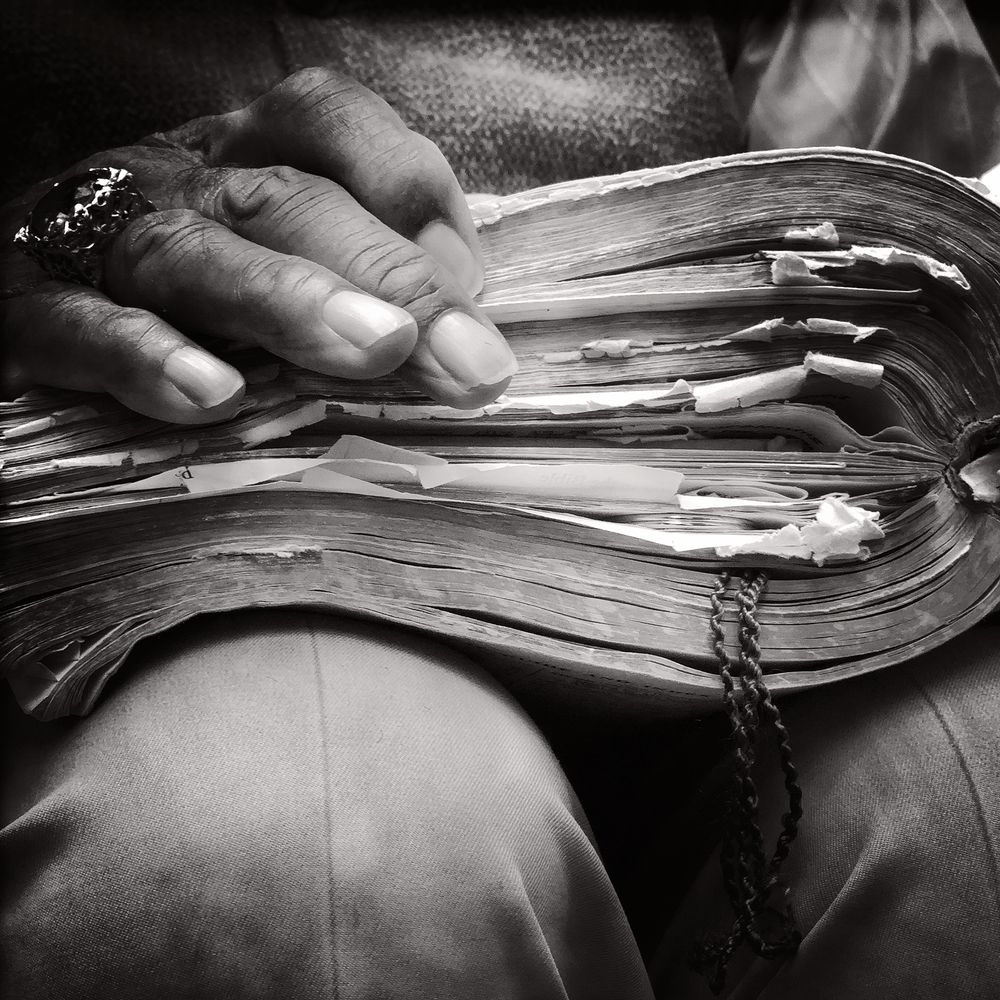 A well worn bible. Photo by Nancy LeVine
