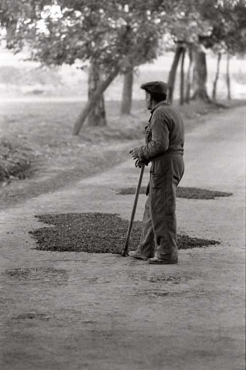 Man standing in the road Caceres, Spain 1974