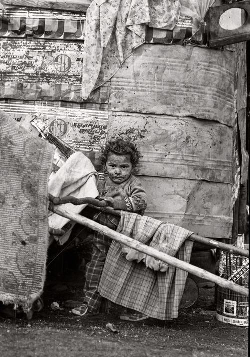 Young child at a Gypsy camp in Northern Spain 1974