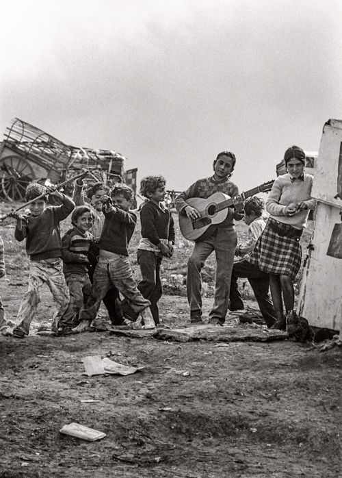 Teenagers and children at a Gypsy camp in Northern Spain 1974