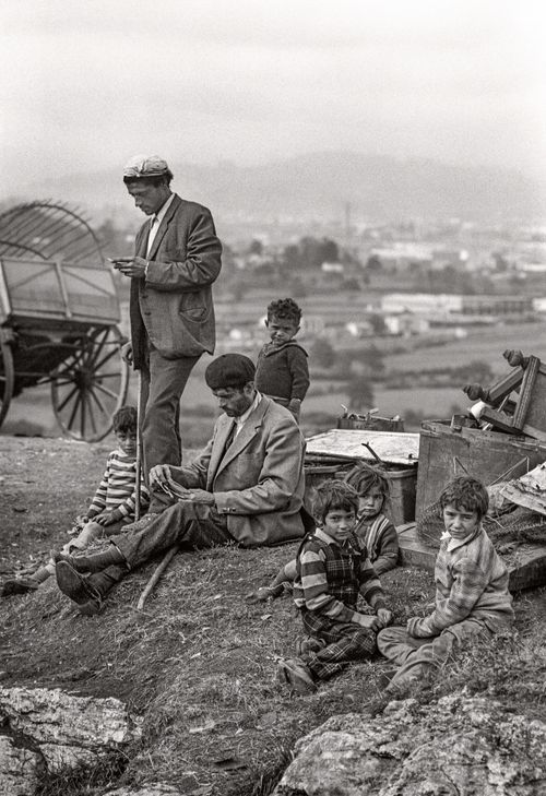 Men and children at a Gypsy camp in Northern Spain 1974