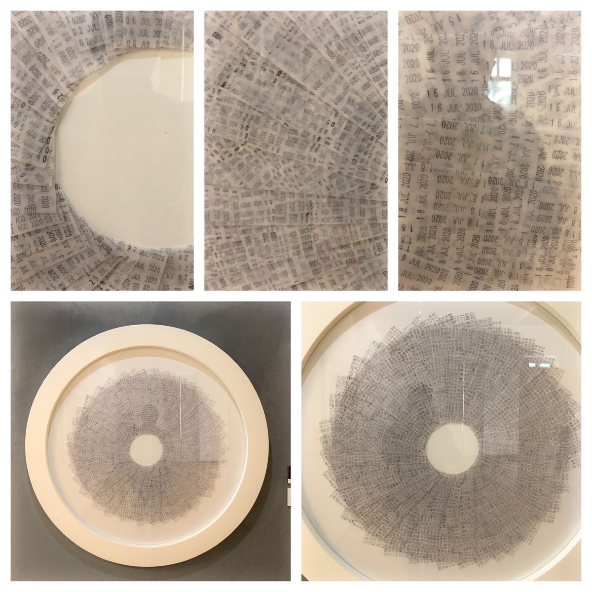 Detail Circular Quarantine 2020, date stamp, inks on paper.