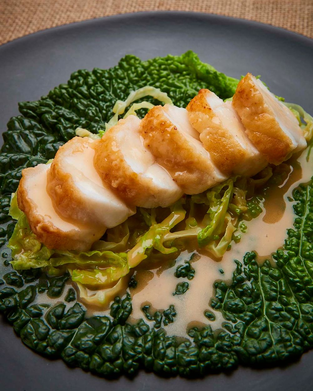 Monkfish with Cabbage and Bacon Butter