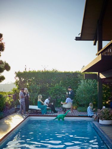 Poolside Hanging Out   Courtney McBroom   Leslie Behren   Misty Redding   Jessica Farley   Cody & Tracy Moore   Jerrod Carmichael   David Cho   Aziz Ansari   A141109 Food & Wine Large Marge 2015