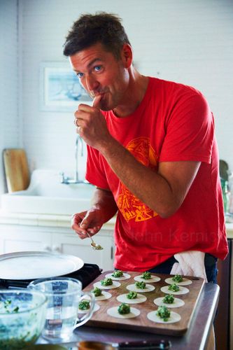 Collard Green Wontons Process A130127 Jamie Deen Cookbook 2013