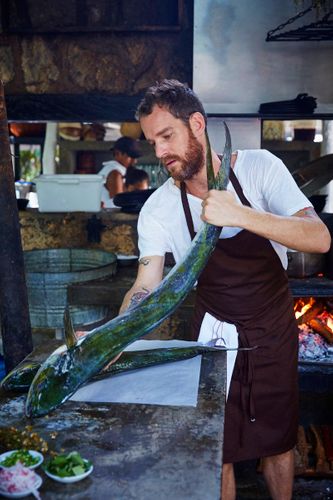 Eric Werner Prepping the Ceviche de Aguja w/Ginger & Mezcal   A160126   Williams-Sonoma Open Kitchen   Hartwood Restaurant   Tulum Mexico 2016