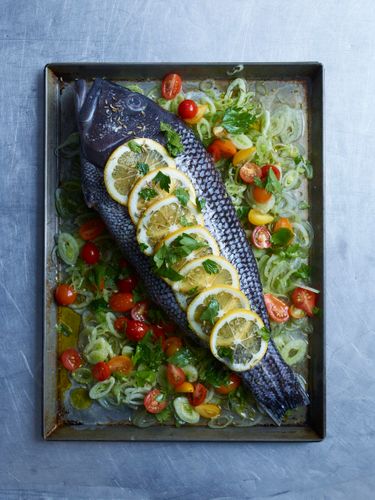 Incidental Shots of Roasted Whole Sea Bass. A110119. Homecooking with Jean Georges © John Kernick NO RIGHTS GRANTED