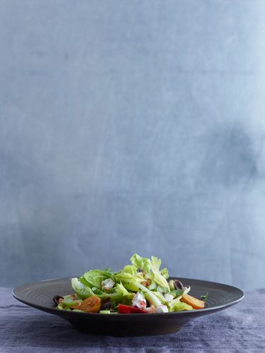 Greek Salad of Roasted Beets, black olives & feta. A110119. Homecooking w/Jean Georges © John Kernick NO RIGHTS GRANTED