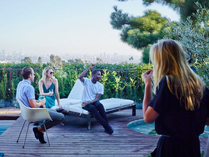 Poolside Hanging Out   Courtney McBroom   Leslie Behren   Misty Redding   Jessica Farley   Cody & Tracy Moore   Jerrod Carmichael   David Cho   Aziz Ansari   A141109 Food & Wine Large Marge 2015