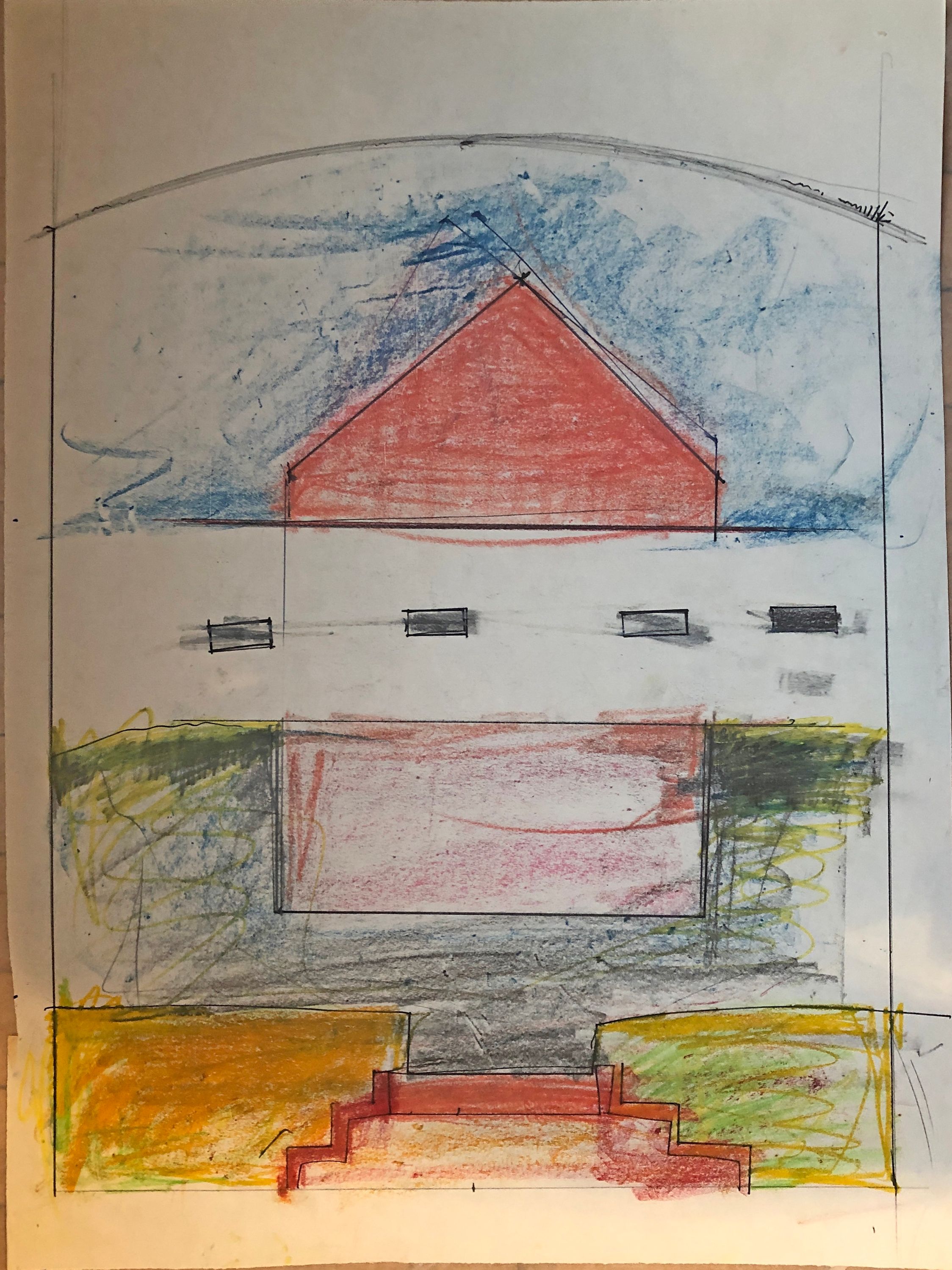 HOUSE and ROAD , for stained glass window 1986 