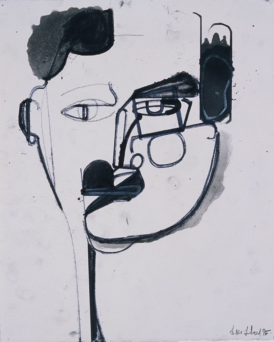 SELF PORTRAIT   , Eugene OR    1975  !2   x 9"    , ink and crayon on paper