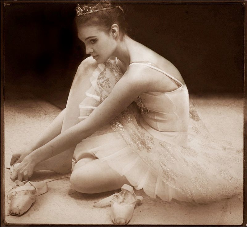 Erika before a performance