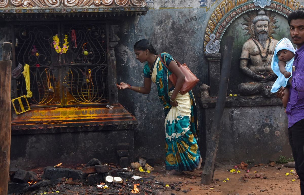 family at temple