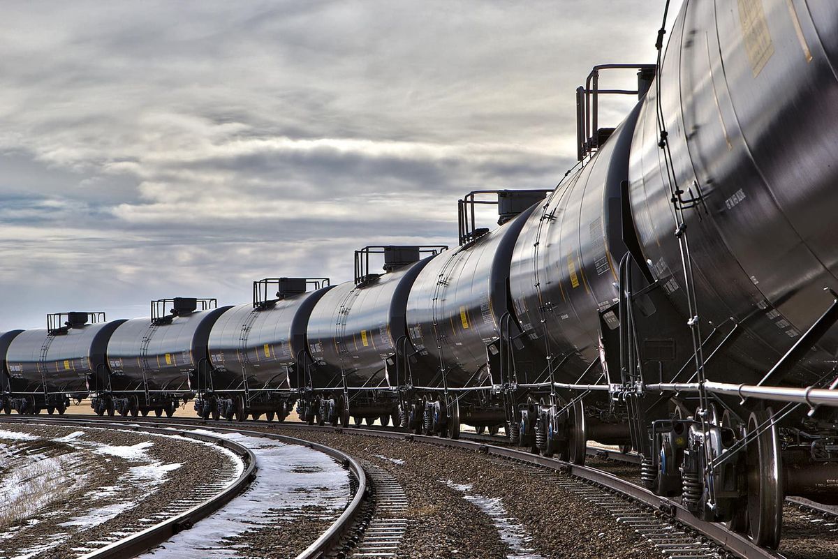 Tank Cars Loading at Facility - Industrial Photography in South Dakota