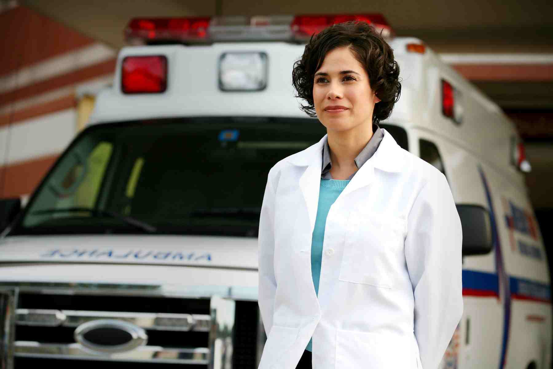 Dedicated Health Provider: Portraits with Ambulance in the Background 