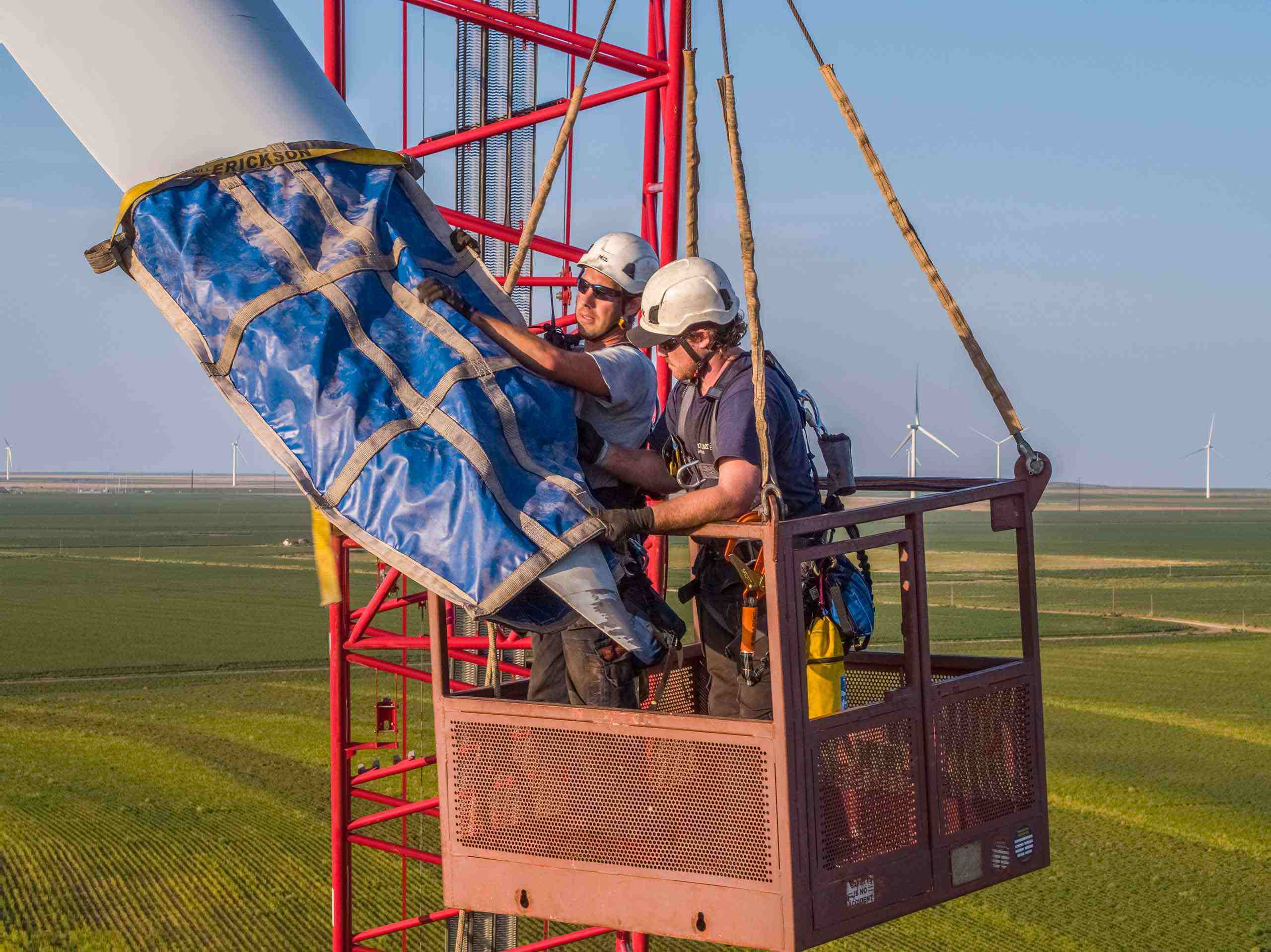 Best arial photography of wind farm techs