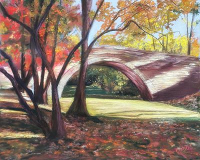 8x10 pastel on Uart paper mounted on board. Available. Contact the artist. Autumn on The Emerald Necklace