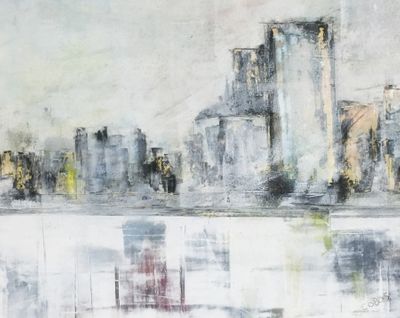8x10 Cold wax/oils on arches paper. Available. Contact the artist. City Frost