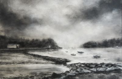 7.5x11.5 Charcoal and pastel on paper. Available. Harbor