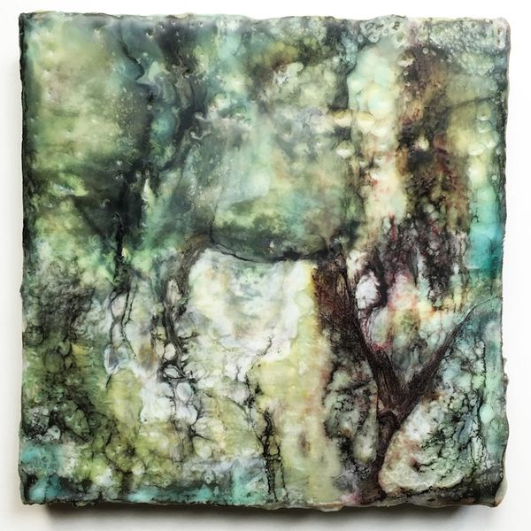 8 x 8 Encaustic on cradled panel. Available. Contact the artist. Dissection